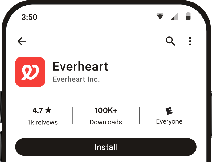 Everheart app on Android, Install screen