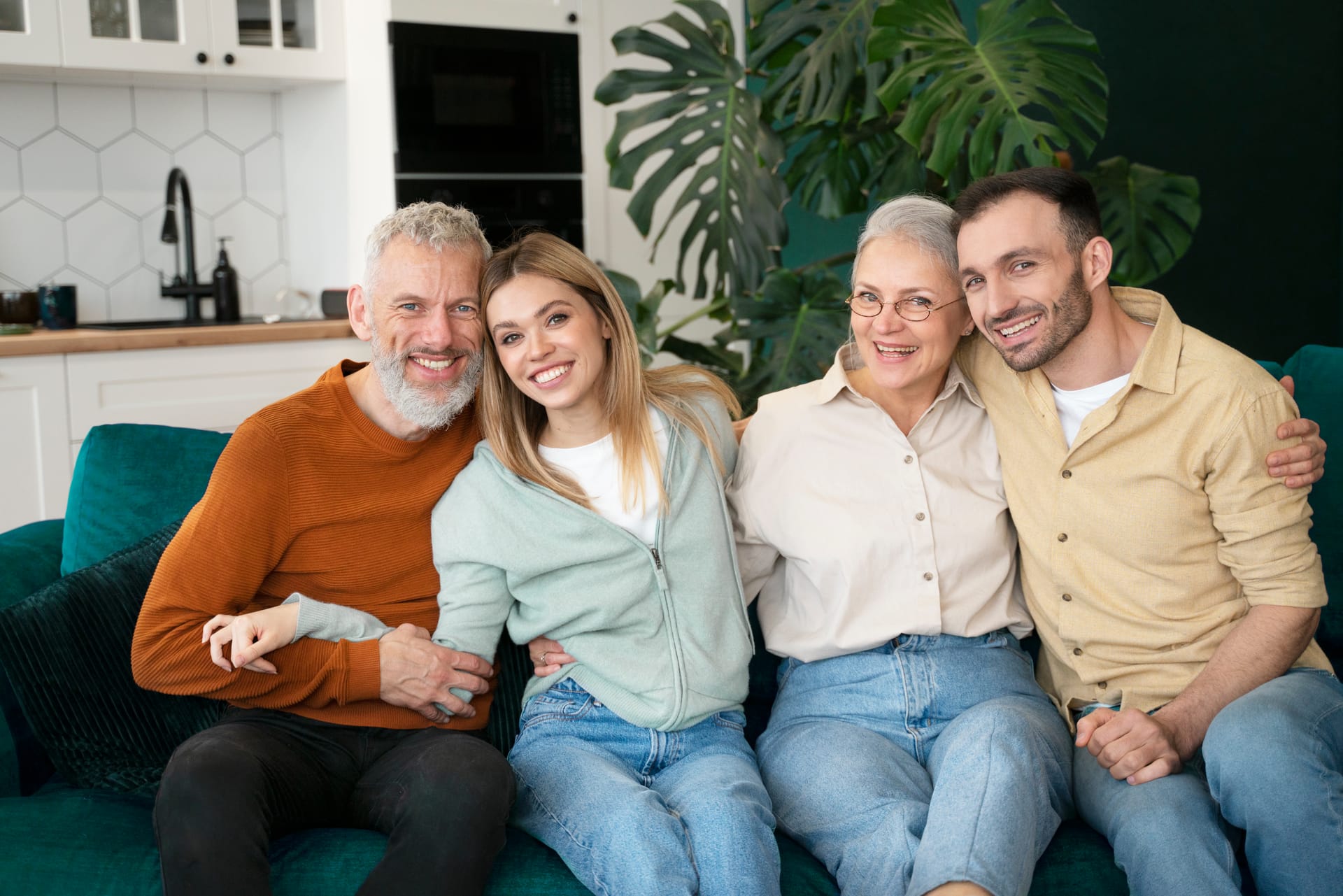 Family together at home
