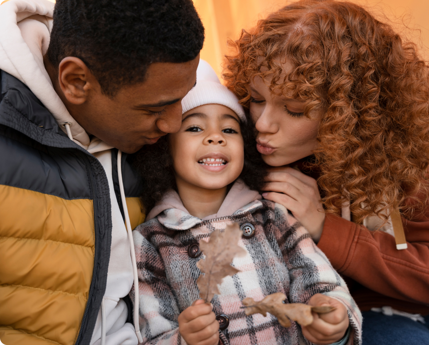 A family sharing a quiet moment together