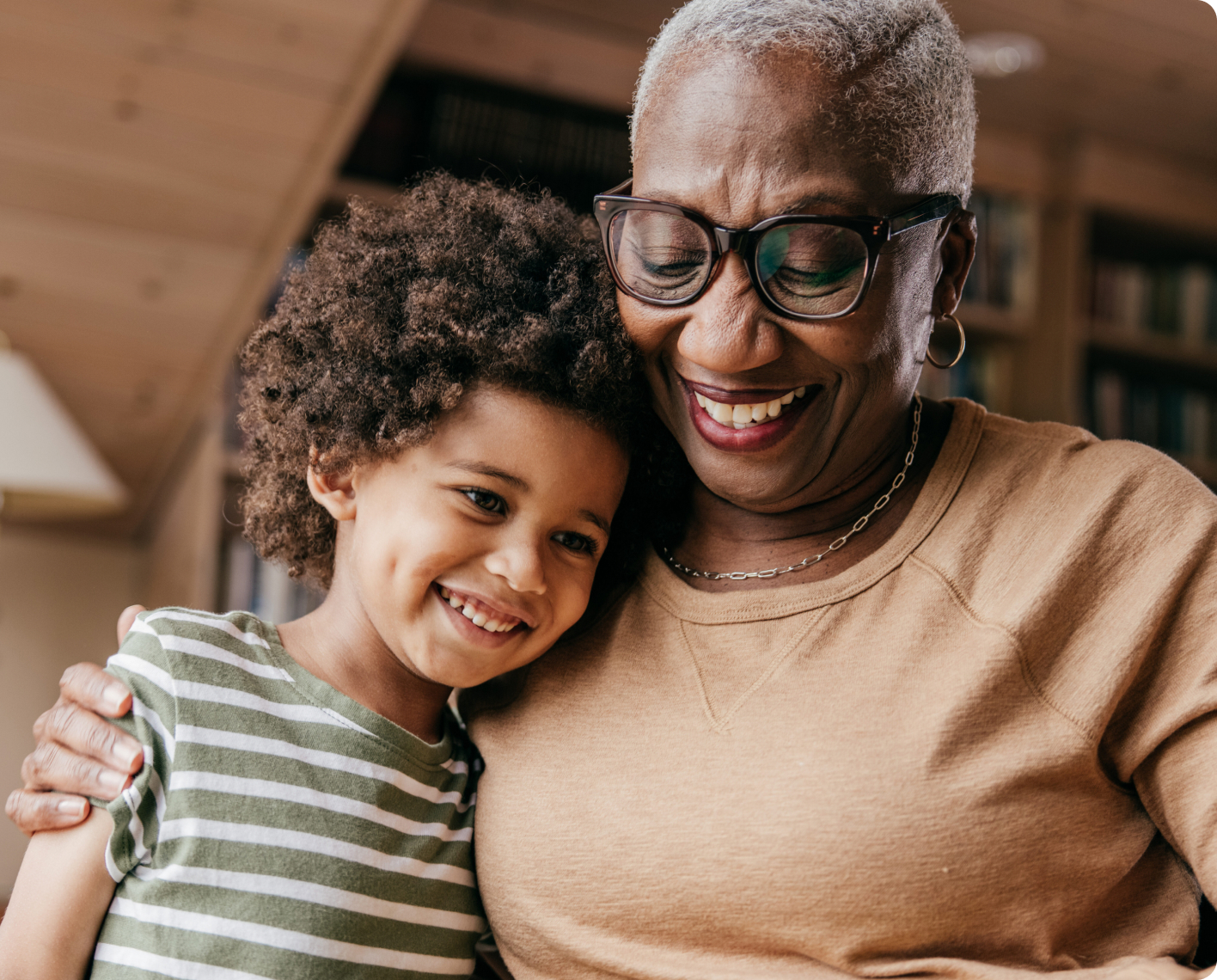 An elderly parent recording a message